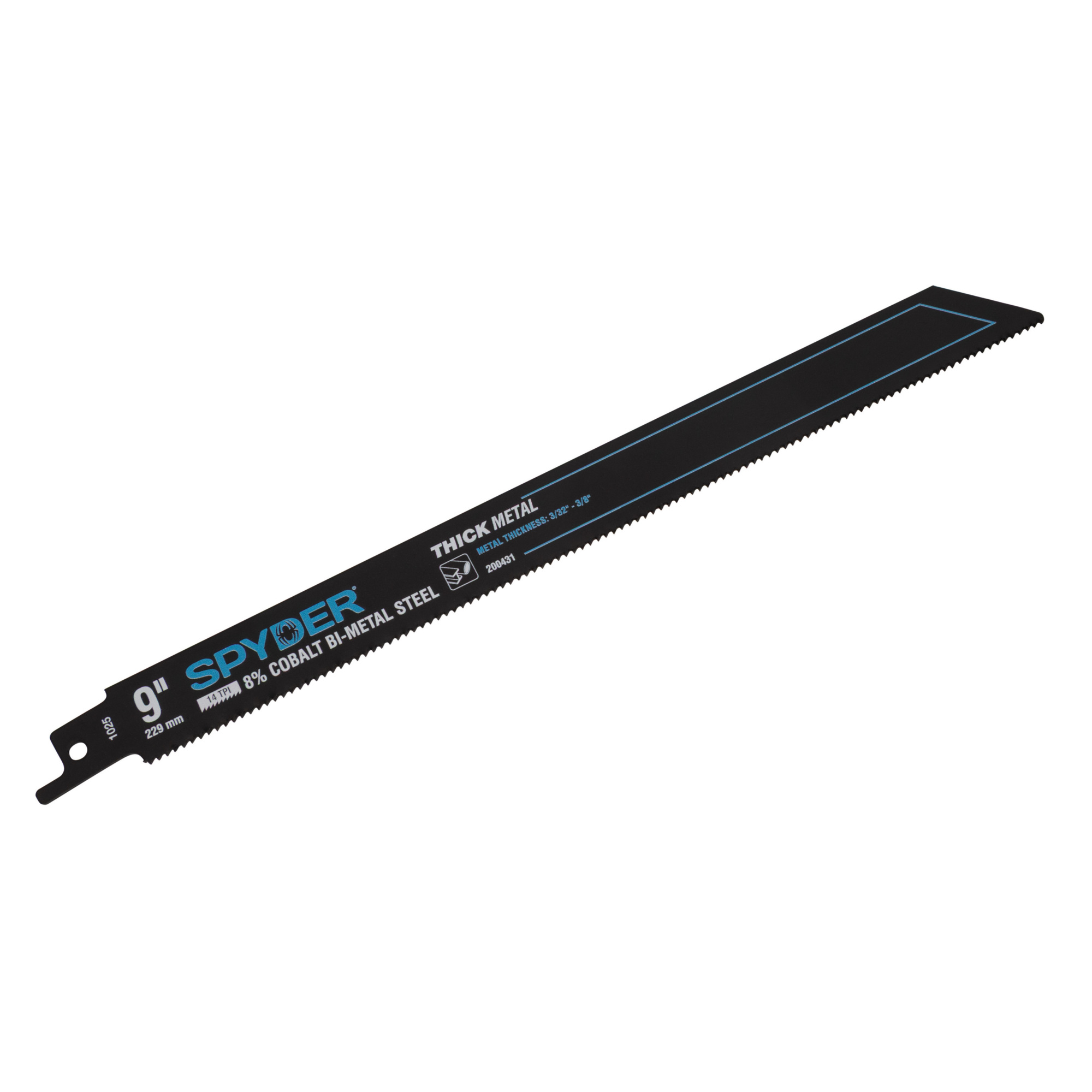 Spyder Bi-Metal Reciprocating Saw Blade — 9in. Length, 14 TPI, Thick Metal, 8% Cobalt, Model# 200431